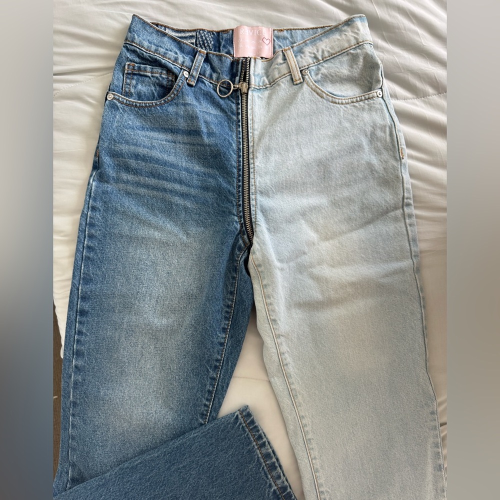 REVICE Blue Straight Leg Jeans with Authentic Fading